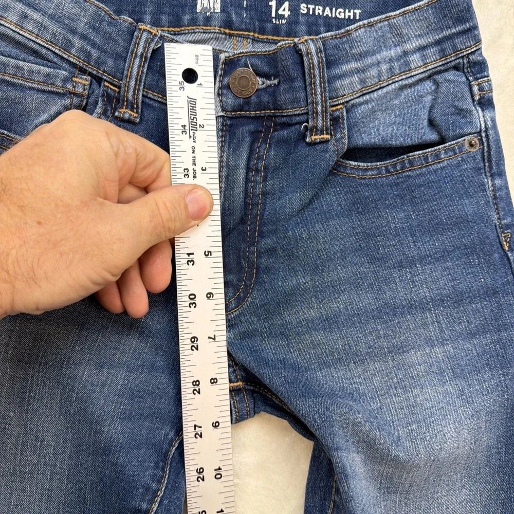Gap Kids Straight Slim Jeans Medium Wash Girls Size 14 Stretch‎ Denim